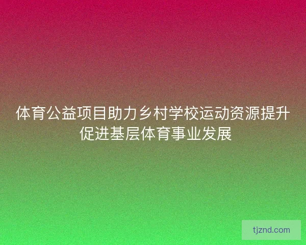 体育公益项目助力乡村学校运动资源提升 促进基层体育事业发展